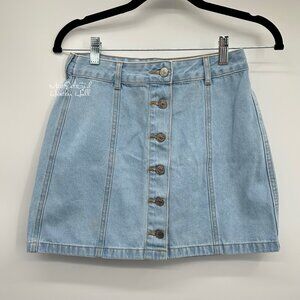 Forever 21 Light Blue Denim Mini Skirt Button Front Size Small